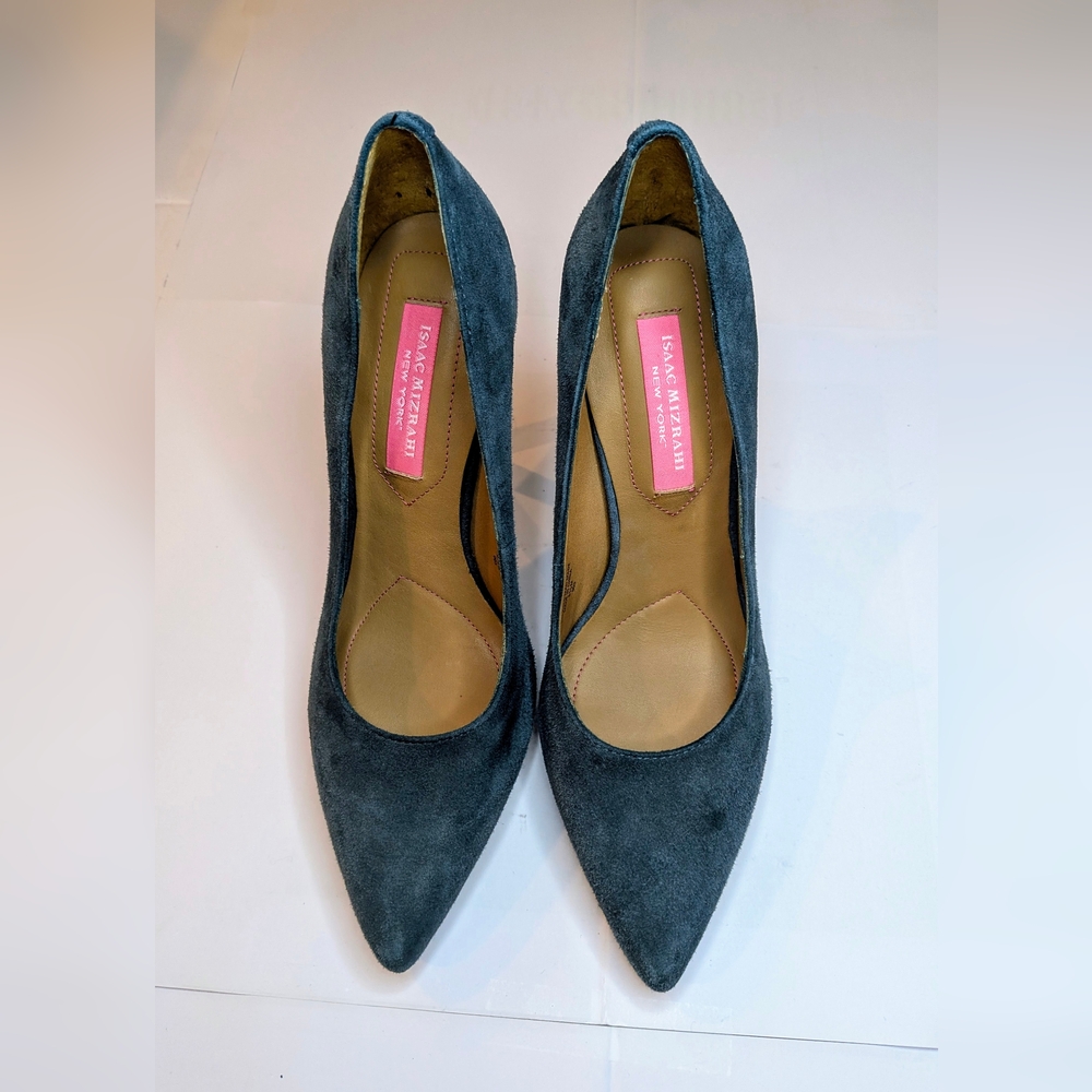 Isaac Mizrahi Women's NY Teal Suede Leather Stiletto Pump Size 6M 3.75" Heels